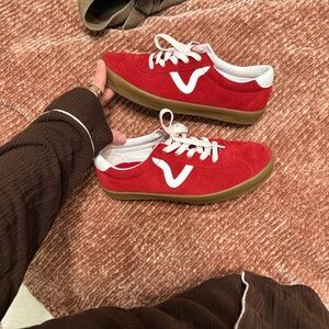 Vans Bold Red Suede Shoes
